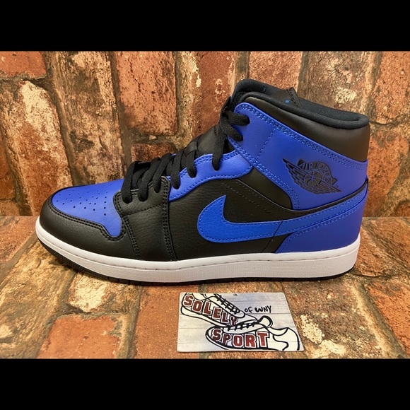NEW Nike Air Jordan 1 Retro Mid Royal Blue Black - Picture 7 of 11